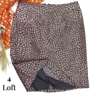 Loft Light Rose Tan Brown Leopard Skirt Sz 4